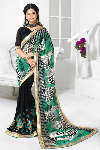 Stylish Embroidered & Printed Saree