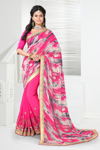 Stylish Embroidered & Printed Saree