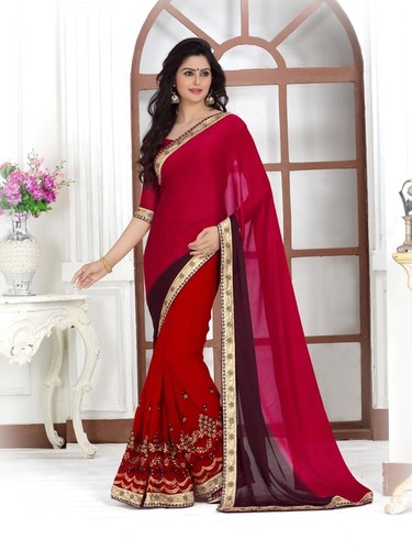 Stylish Embroidered & Printed Saree