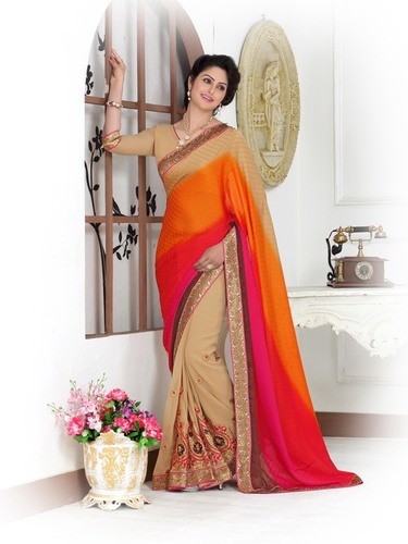 Stylish Embroidered & Printed Saree