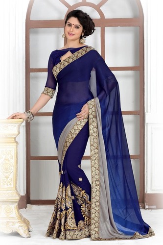 Stylish Embroidered & Printed Saree