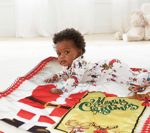 Multicolor Christmas Santa Design Baby Quilt