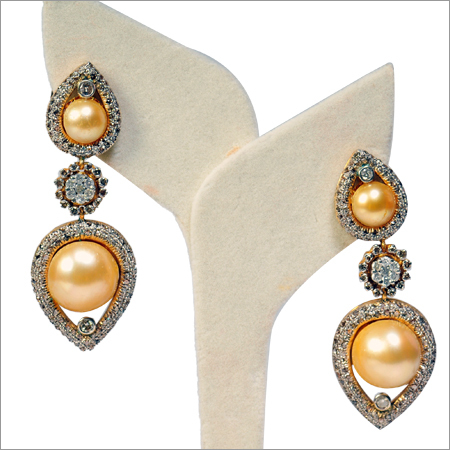 Earrings With Diamonds And Real Pearls