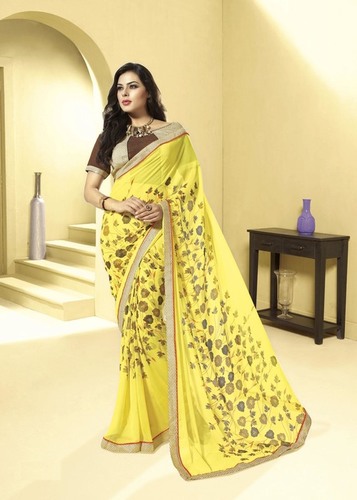 Yellow Stylish Bordered Saree
