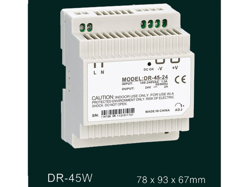 Din Rail Type Switching Power Supply - 78x93x56mm, 5V/12V/24V 6.5A/4.5A/2.5A Output, Wide Input Voltage, Overload and Short Circuit Protection