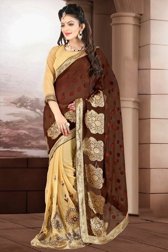 Brown And Cream Exclusive Saree