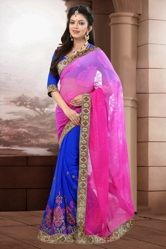 Georgette Gorgeous Pink Saree