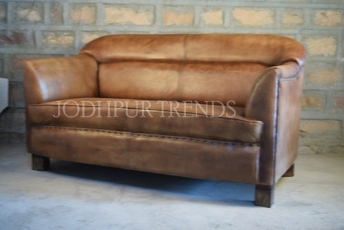 Polished Leather Sofa Two Seater