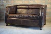 Two Seater Leather Sofa - Finish: Polished
