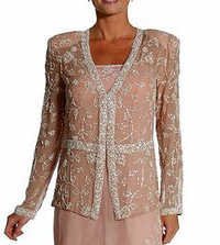 Beaded Jackets For Mothers Of Brides - Embroideries & Handwork, Full Sleeve Evening Wear With Beads And Sequins