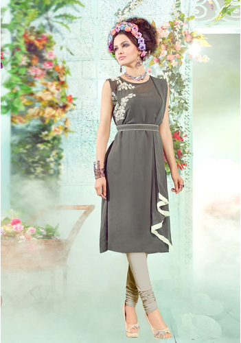 Grey Fancy Georgette Kurti