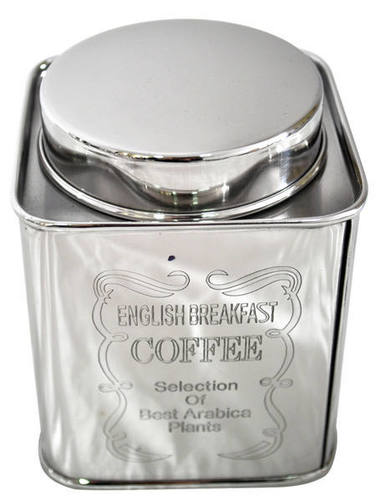 Steel Coffee Box Container - Pristine Quality Steel , Easy to Open and Close, Smooth Edges, Shiny Polished Finish