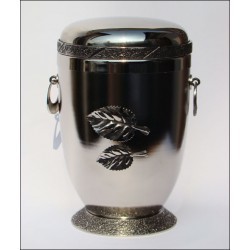 Silver Leaf  Brass Metal Cremation Urn