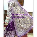 Purple Off White Saree