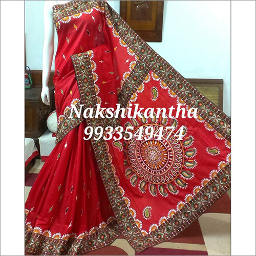 Red Saree With Thik Border