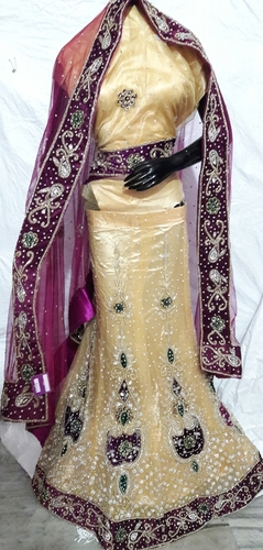 Chiku Wine Designer Bridal Lehenga Chunni