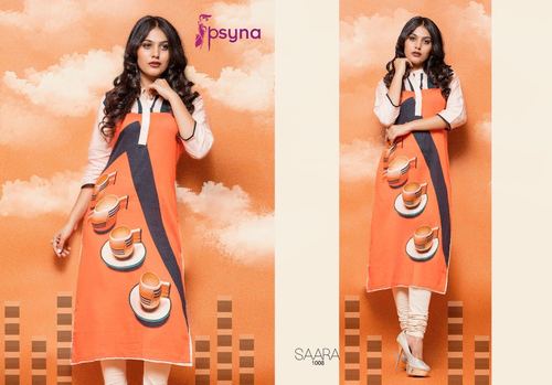COTTON SATIN DIGITAL PRINT KURTI