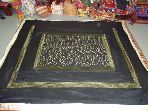 Hand Made Bedsheet - Silk Blend, Custom Size, Black | Handcrafted, Soft Fabric, Unique Design, Luxurious Feel