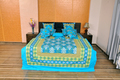 Blue Cotton Bedsheet - Handloom Cotton, Various Sizes, Blue | Soft, Lightweight, Durable, Washable, Multiple Prints