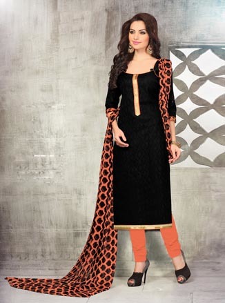 Black And Orange Modern Printed Salwar Kameez