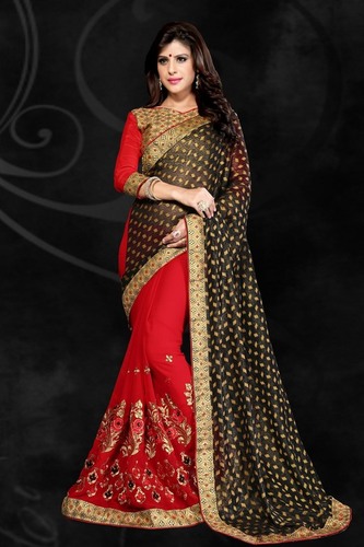 Red And Black Fancy Saree