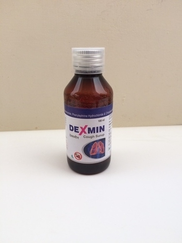 Dexmin Cough Syrup - Dextromethorphan 15mg Phenyphrine 5mg Chlorpheniramine 2mg | Safe for All Ages Relief from Coughs and Nasal Congestion Cherry Flavor Medically Tested