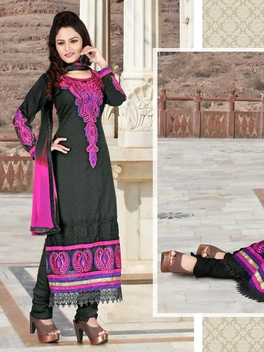 Black And Purple Georgette Salwar Kameez