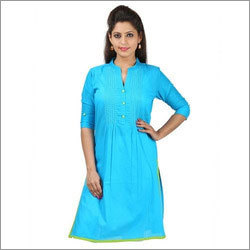 Ladies Cotton Kurti - Jacquard Fabric, Long Sleeve, Western Style | Breathable, Tear Resistant, Shrink Resistant, Washable