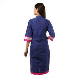 Ladies Stylish Kurti - Cotton Jacquard, Navy Blue | Breathable, Cool Dry, Long Sleeve, Beaded Decoration, Perfect Fitting, Modern Prints, Ethnic Look