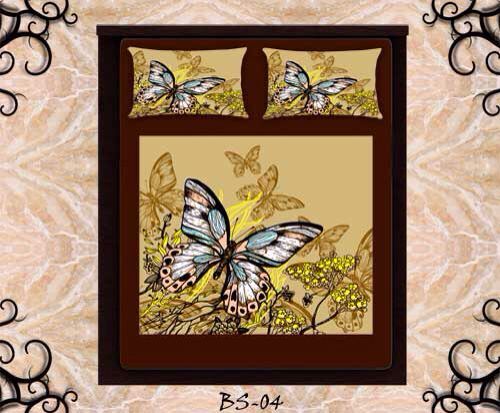 Cotton Designer Bedsheets - Handloom Cotton, Multiple Sizes, Beige, Butterfly Print | Soft, Lightweight, Washable, Colorful Prints