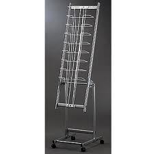 Magazine Stand - Metal, 70x40x150 cm, Silver | Attractive Design, Compact, Easy Assembly, Lightweight, Portable, Space-saving, Sturdy, 10 Shelves, Capacity for 50 Magazines