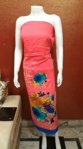 Rakhi Vintage Cotton Kurti Fabric - 2.5 Mtr Length, Coral Color | Floral Print, Unstitched, A1 Quality