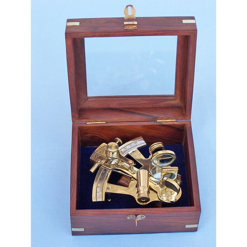 Nautical Brass Vintage Sextant with Box