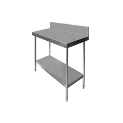 Clean Dish Table - Stainless Steel, Adjustable Nylon Feet, 150mm Backsplash | Food Grade, Undershelf Storage, V-Shape Edges