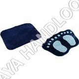 Circle Designer Footmat - Cotton Blend 24x18 Inches Navy Blue, Soft Absorbent Durable