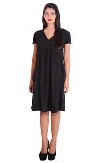 Spandex Ladies Knee Length Black Cocktail Evening Dress