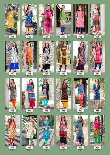 Mix Kajal Style Ocean Kurtis-Full Set-644