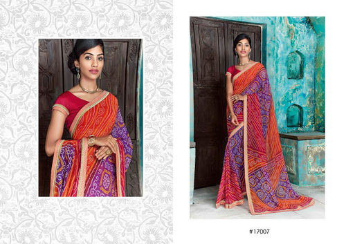 Lovable Georgette Multi Color Designer Saree - Lace Work, Flower Print | Available in Bigger Sizes, Sequins Closure, Embroidered Pattern for All Seasons