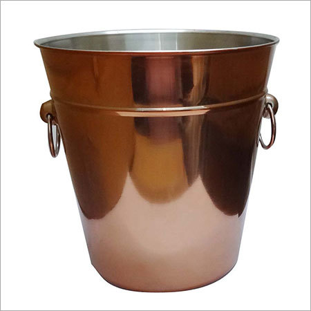 Copper Plated Bucket - Copper Plated Steel 12x15 Inches, Two Ring Handles, Elegant Design