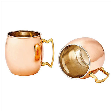 Copper Moscow Mule Mug Nickel Lining - Copper 500ml, Polished Finish | Brass Handle, Durable, Keeps Drinks Cold