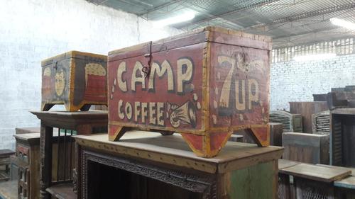 Painted Wooden 7up Box - 68x40x45 cm, Vintage Style, Customizable Artwork, Durable Wood Finish