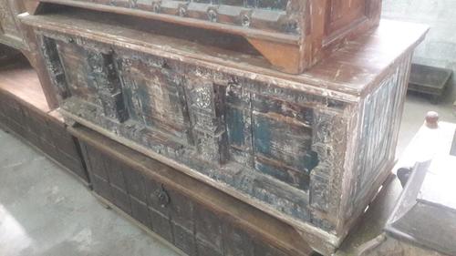 Wooden Half Door Box - Wood, 163x52x50 Cm, Brown, Vintage Antique Design, Storage Solution
