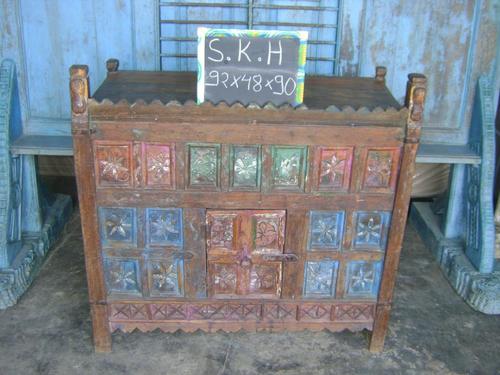Handmade Indian Wooden Damachiya Or Tribal Box