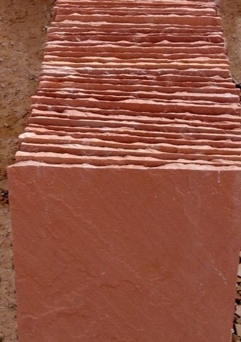 Agra Red Natural Sandstone - Natural Stone Slabs, 15-25 mm Thickness, Shaded Red, Rough-Rubbing Surface, Ideal for Flooring and Wall Covering
