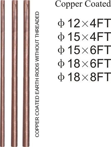COPPER COATED EARTH RODS WITHOUT THREADED