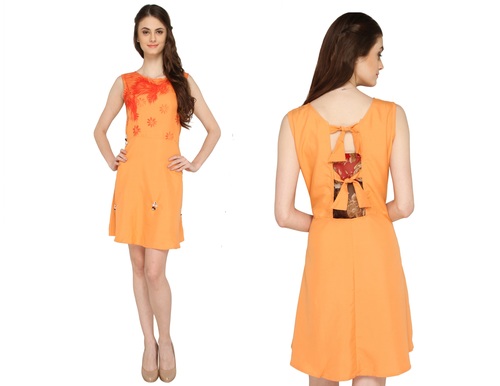 Bedazzle Women's A-line Orange Dress