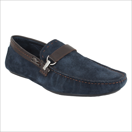 Blue Mens Leather Loafers