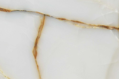 White Onyx Slab - 10-20 mm Thickness, Polished Finish with Elegant Grey-Gold Veins, Acid Resistant and Non-Slippery Surface