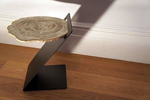 Petrified Wood Side End Table Solid Surface