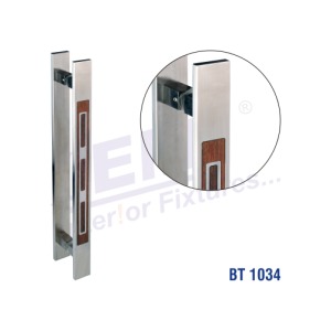 Laser S.S. + Wood Glass Door Handle - Stainless Steel & Wood, Surface Mount | Elegant Design, Durable Material, Secure Grip